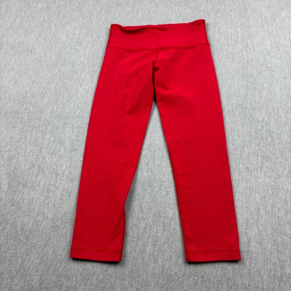 Lululemon Leggings Womens 4‎ Red Cropped Athletic Yoga Gym Running Activewear